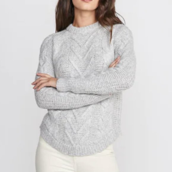 Marine Layer Dani Cableknit Wool Alpaca Crewneck Sweater - Picture 5 of 8